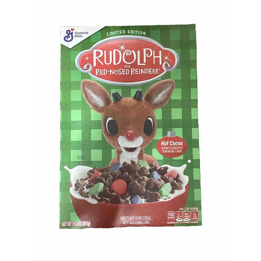 General Mills RUDOLPH Red Nosed Reindeer LIIMITED EDITION Cereal 11.2 NEW (F)